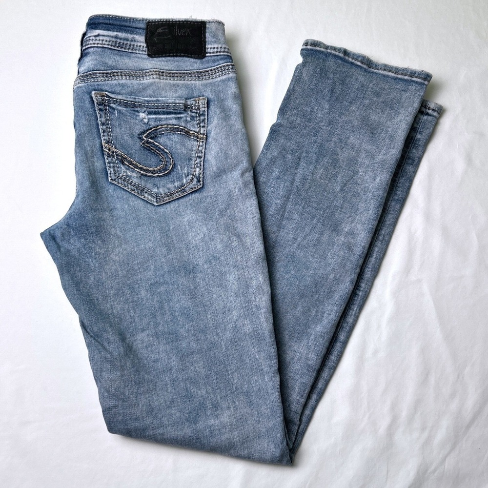 Silver Jeans Co Womens Suki Low Rise Straight Blue Size 26/2 Medium Wash Western